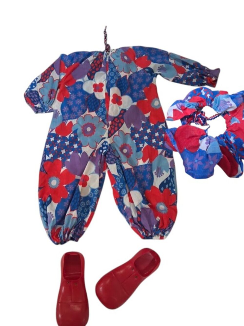Vintage Clown Costume Flower Power Jumpsuit Floral Pattern Adult S Kids L 1960s